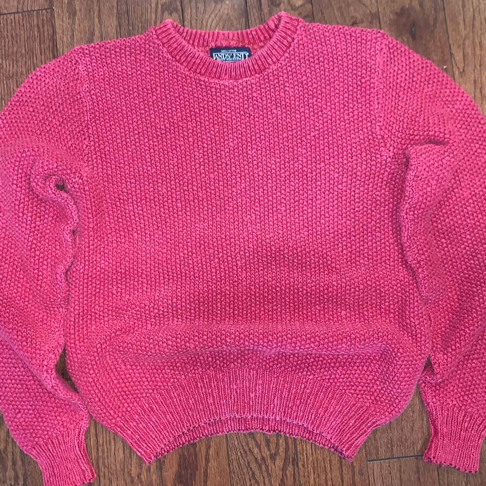 Vintage Lands’ End Pink Cotton‎ Knit Sweater Cozy Core Women’s Small